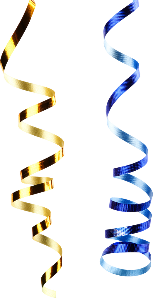 Gold and Blue Shiny Streamers